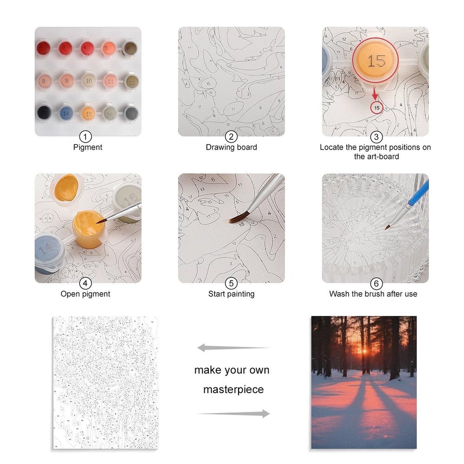 KOAYUBFC Dusk Malen nach Zahlen Kit für Erwachsene Anfänger Erwachsene Malen nach Zahlen Kits auf Leinwand DIY Acryl Ölfarben Malerei mit Pinseln als Geschenk Home Wall Decor