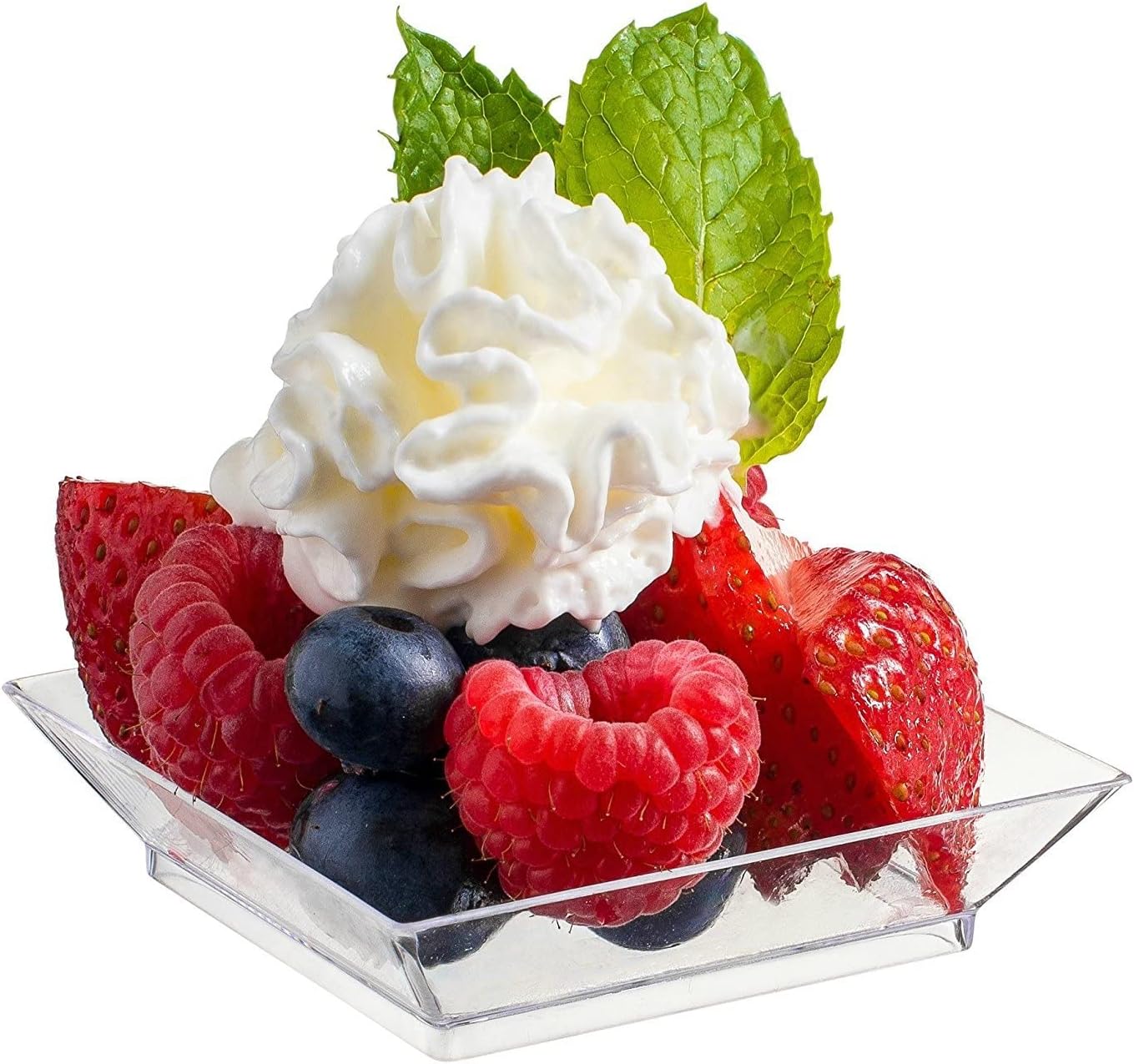 zappy 800 Mini Dessert Plates 2.5" x 2.5" 800 Square Mini Plates - Disposable Hard Plastic Petite Tasting Sample Plastic Mini Dessert Plates Mini Square Appetizer Plates Clear