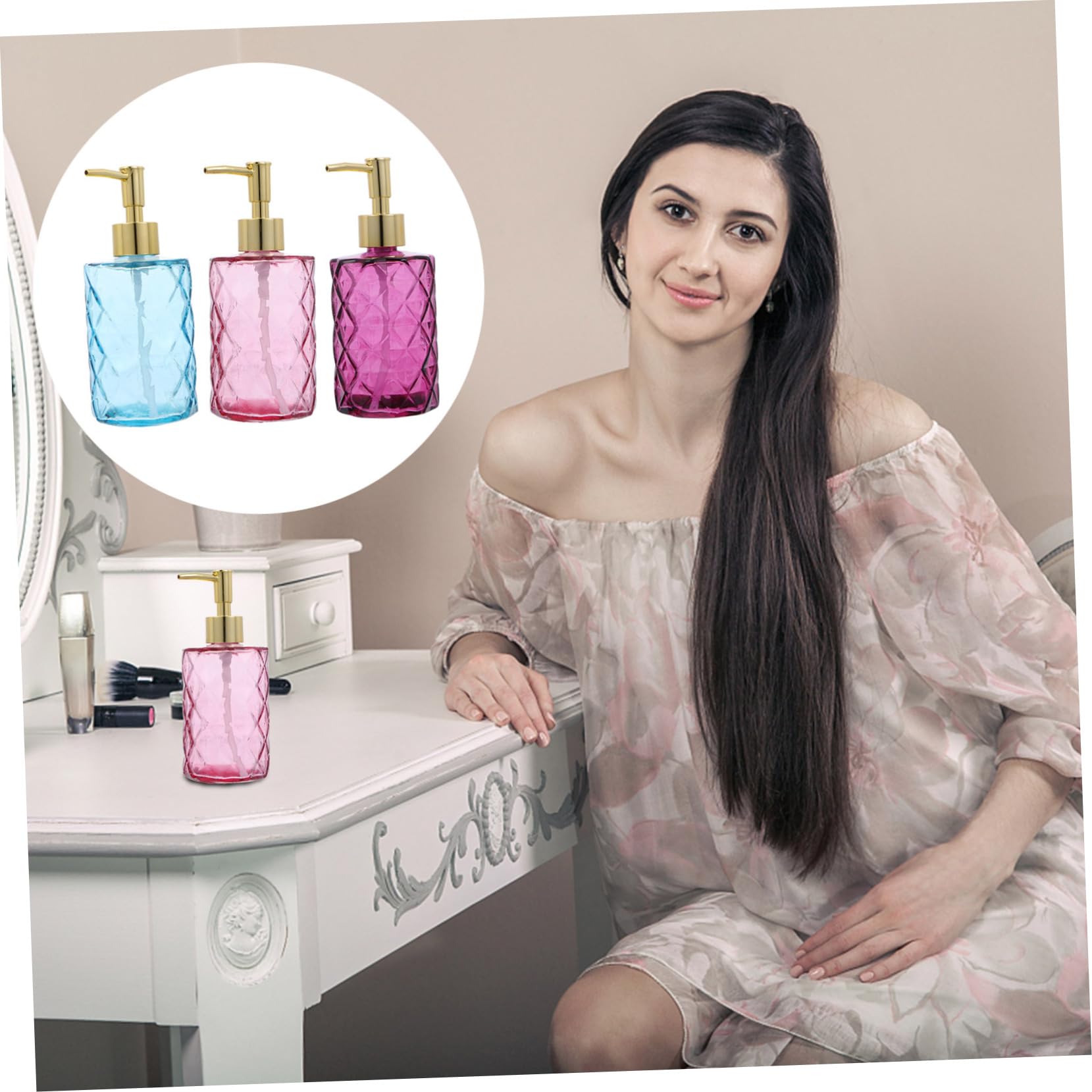IMIKEYA 3piezas Botellas de Vidrio con Pulsador Botella de Champú para Baño Soporte para Almacenar Champú para Baño