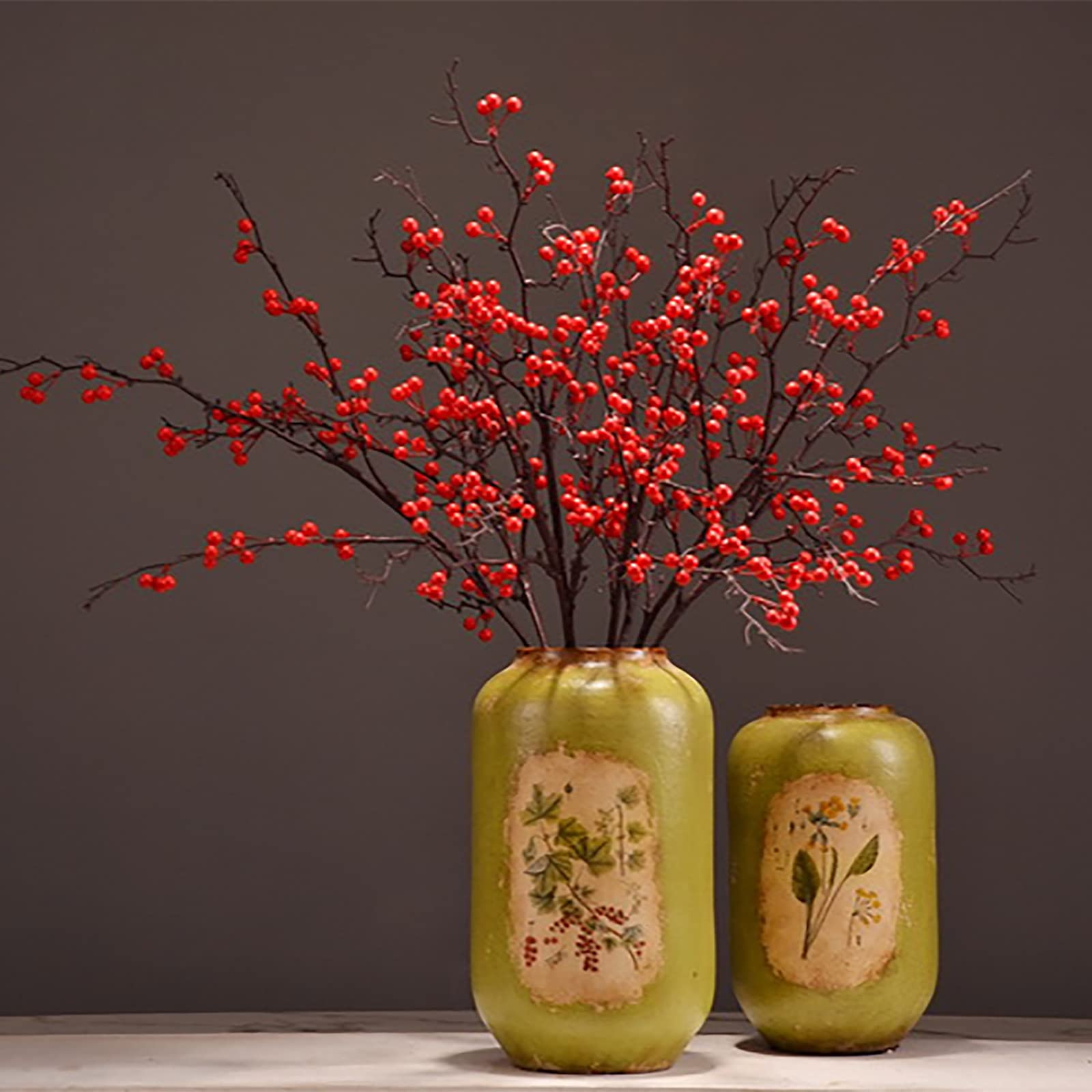 MINGZHE Kunstmatige Bessentakken, Kerst Rode Bessen Hulst Bessentakken Bessenpluk Rode Kerstdecoratie voor Bloemstukken Kerstboom Vakantiehuis (1 stks B