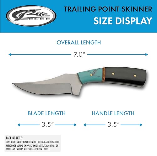 Miniatura 3 de SZCO Full Tang Trailing Point - Cuchillo cazador de 7 pulgadas, cuchillo de bolsillo azul y negro con hoja de acero inoxidable, mango de cuerno y