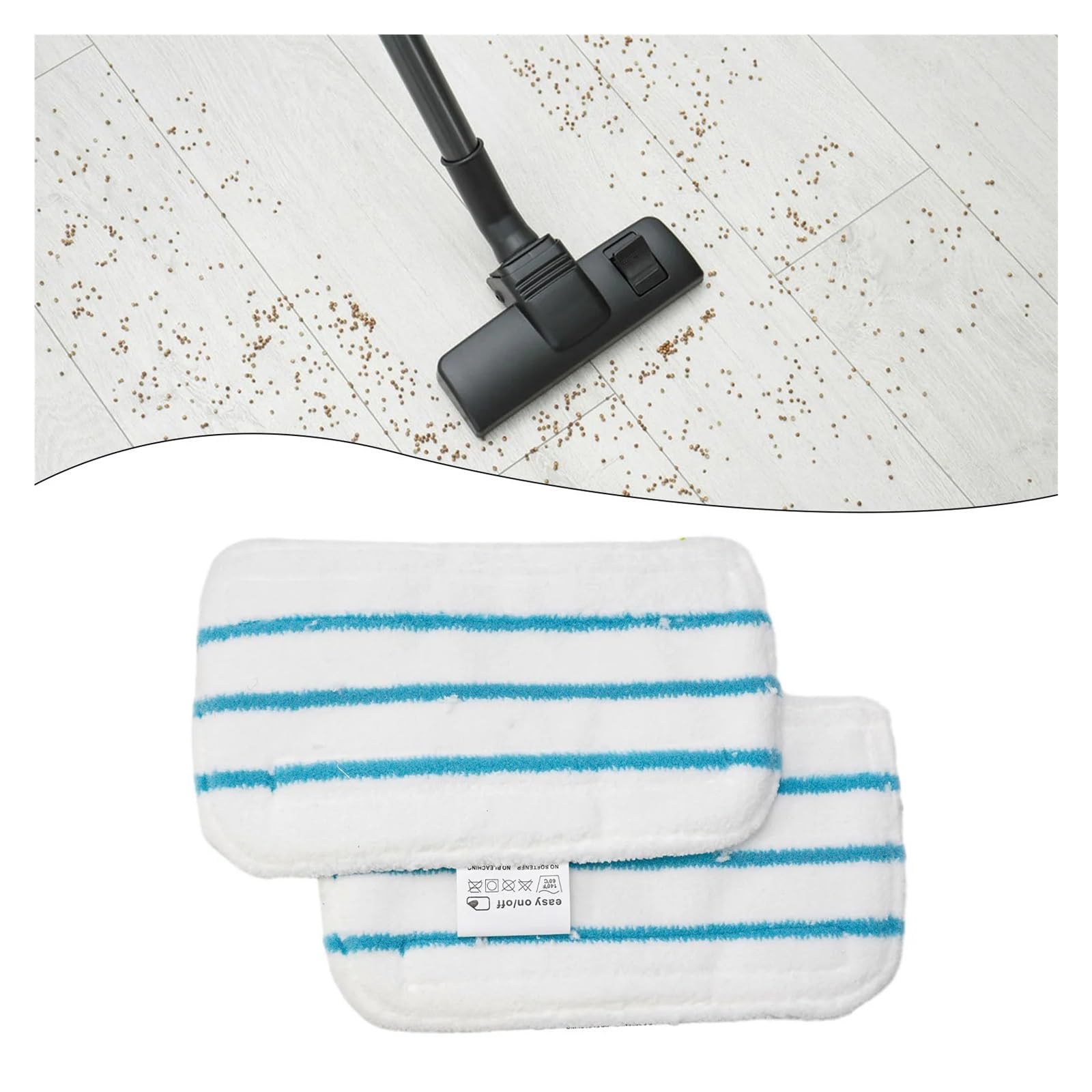 2 Almohadillas de Repuesto Microfibra, compatibles con Beldra BEL01097 for mopa a Vapor, eliminación eficaz Suciedad y mugre for Suelos Duros