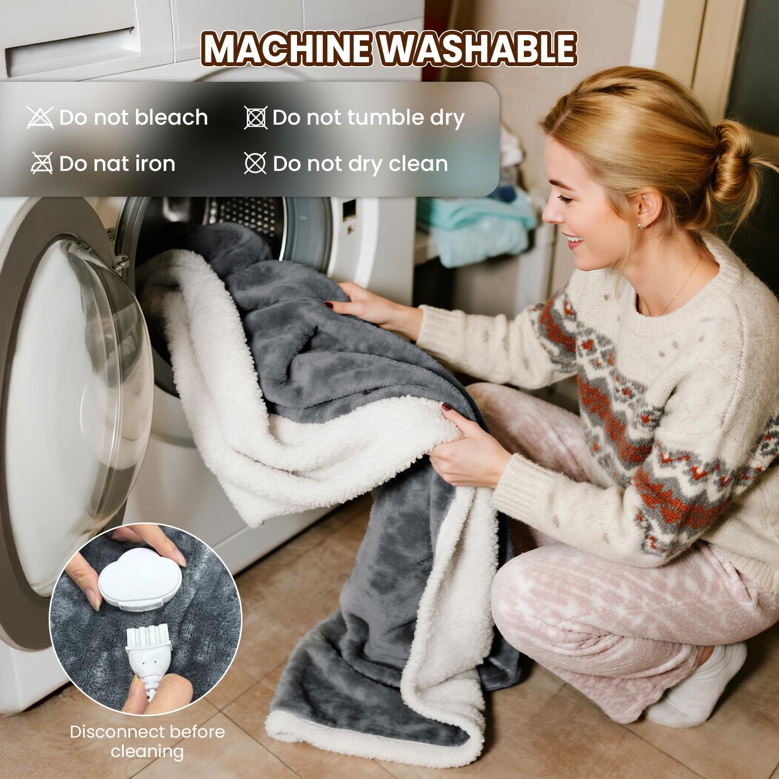 Heizdecke XXL 200x180 cm, Wärmedecke Elektrisch mit Abschaltautomatik, 6 Heizstufen, Elektrische Heizdecke für Bett und Sofa, mit Überhitzungsschutz, Waschbar