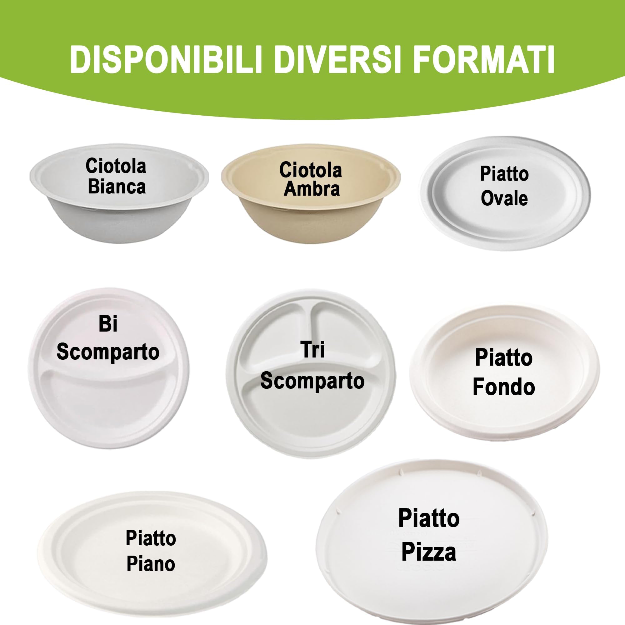 50 Piatti Pizza Bianchi in Polpa di Cellulosa 32cm, Ideale per Pizza, Piatti Impermeabili adatti al Microonde, Biodegradabili e Compostabili