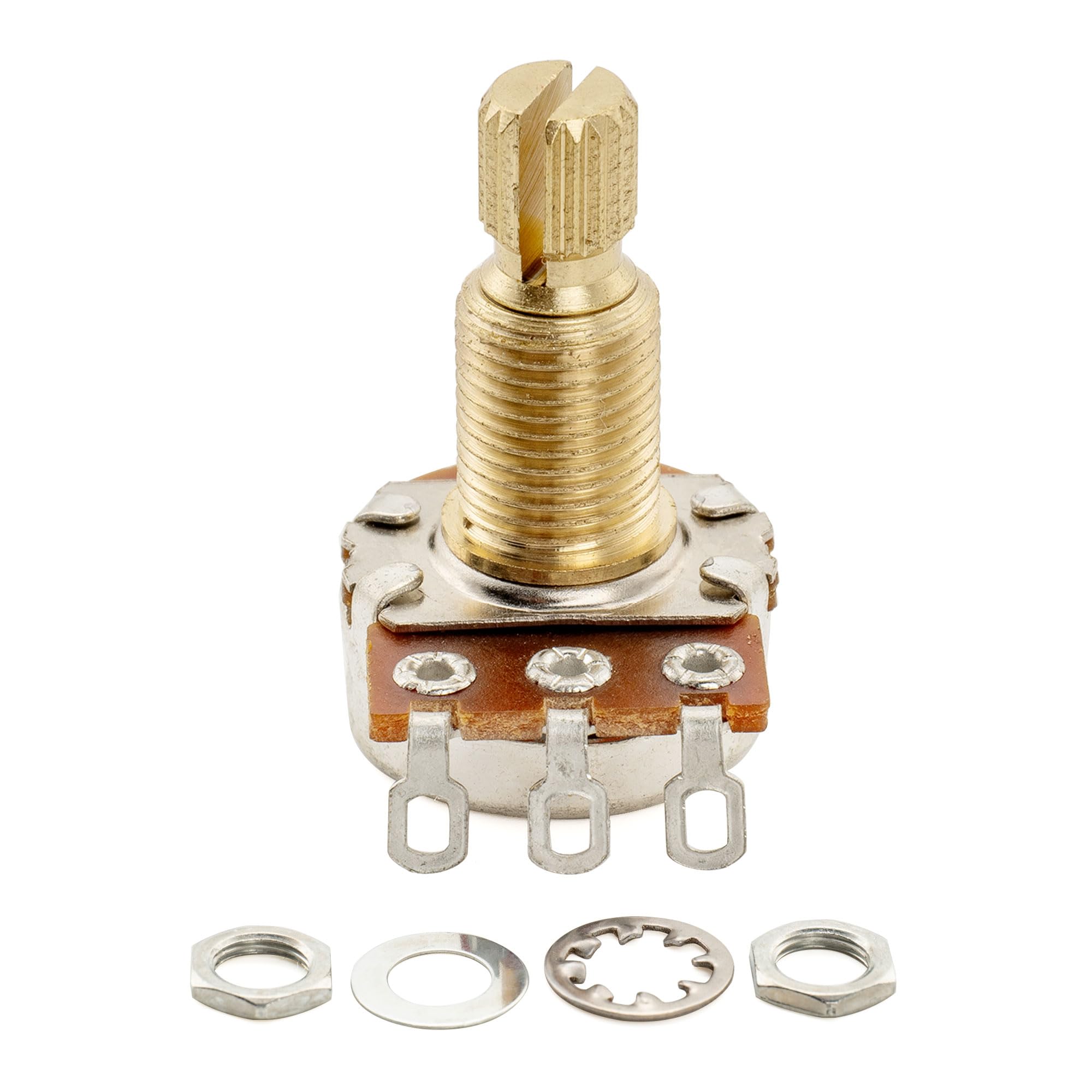 Musiclily Pro Brass Gwint Mini Metryczna A250K Potencjometr Gitaryowy Logarytmiczny do Gitary Elektrycznej i Basowych (4 szt.)