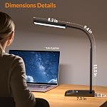 LEPOWER Upgrade LED Desk Lamp, 800LM Bright Table Lamps for Home Office, Eye-Caring Reading Lights for Desk, Touch Control Gooseneck Lamp, 50 Lighting Modes Reading Lamps for Bedroom Office(Black) | 50 Lighting Modes, 2X Wider Panel, 360° Flexible Go