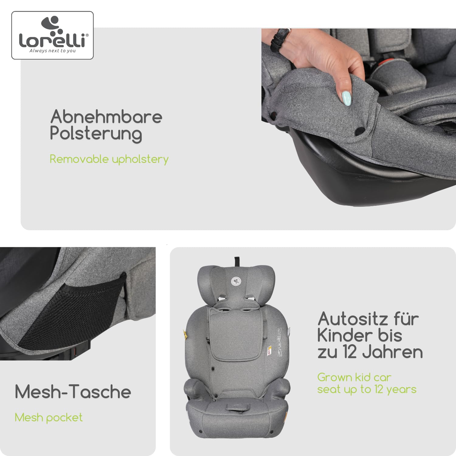 Lorelli Auto Kindersitz Benevento mit Isofix i-Size, Mitwachsender Autositz für Kinder von 76-150 cm, Babysitz, Autokindersitz, Einstellbare Kopfstütze, 5-Punkt-Sicherheitsgurt, gelb