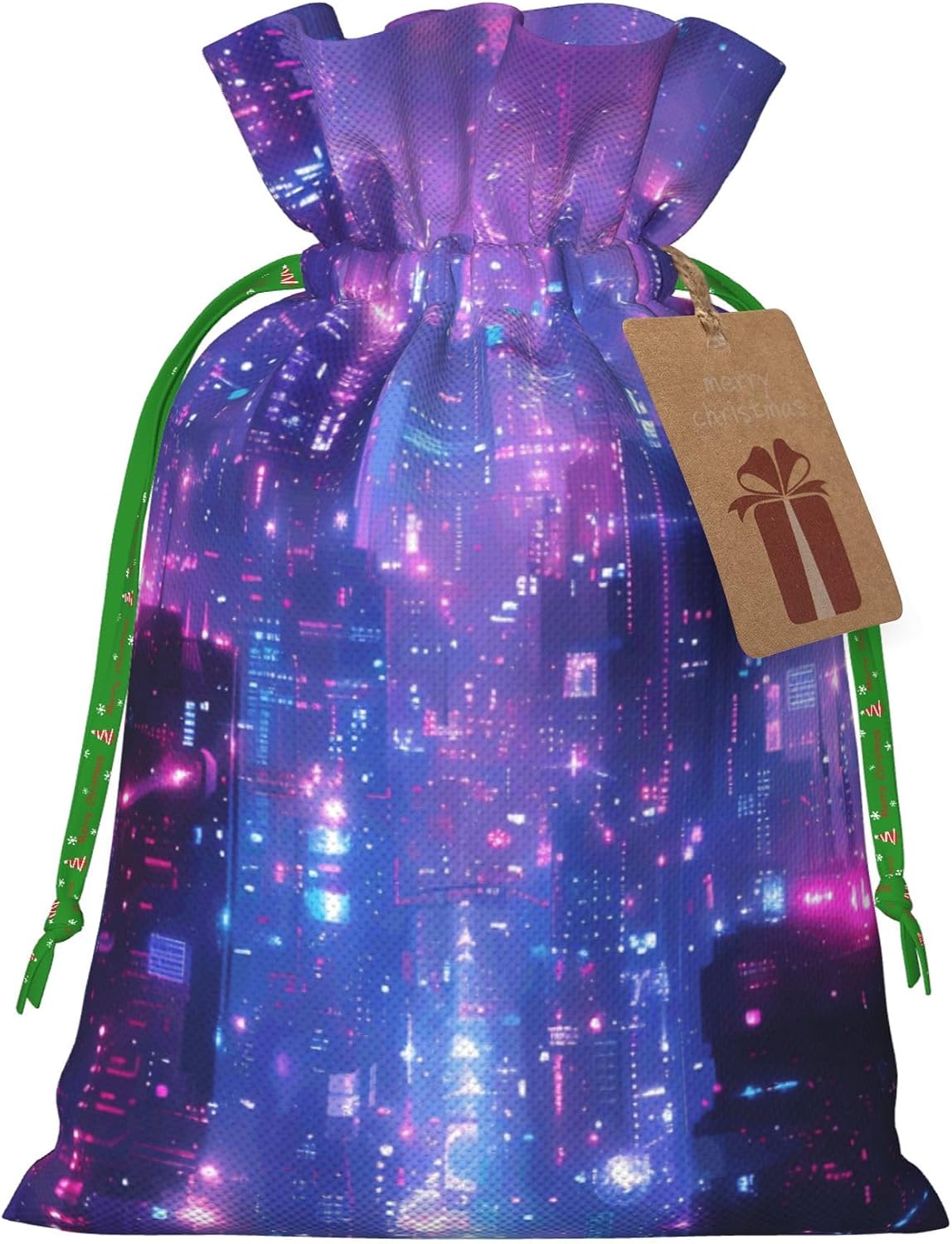 Hekroxu Gift Bag Reusable Wrapping Bag For Holiday Party,Cyberpunk City (4)