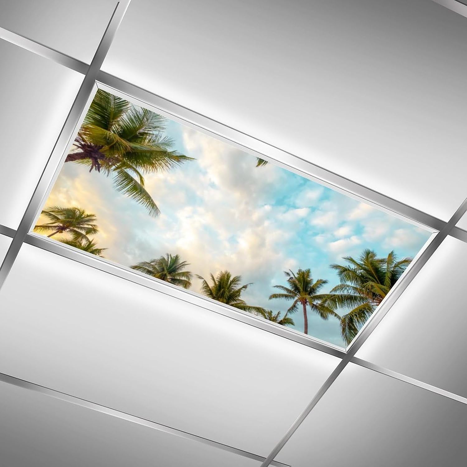 2PCS Fluorescent Light Covers for Classroom Ceiling Lights Magnetic Light Covers,Fluorescent Light Filters for School Home Office Drop Ceiling Lamp Decor Light Filters(Palm) image 2