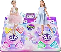 Mileonaim Dance Mat for Kids 3-12: 2-Player Electronic Dance Pad with Music, Lights, 8 Levels - Active Fun Gift for Boys & Girls