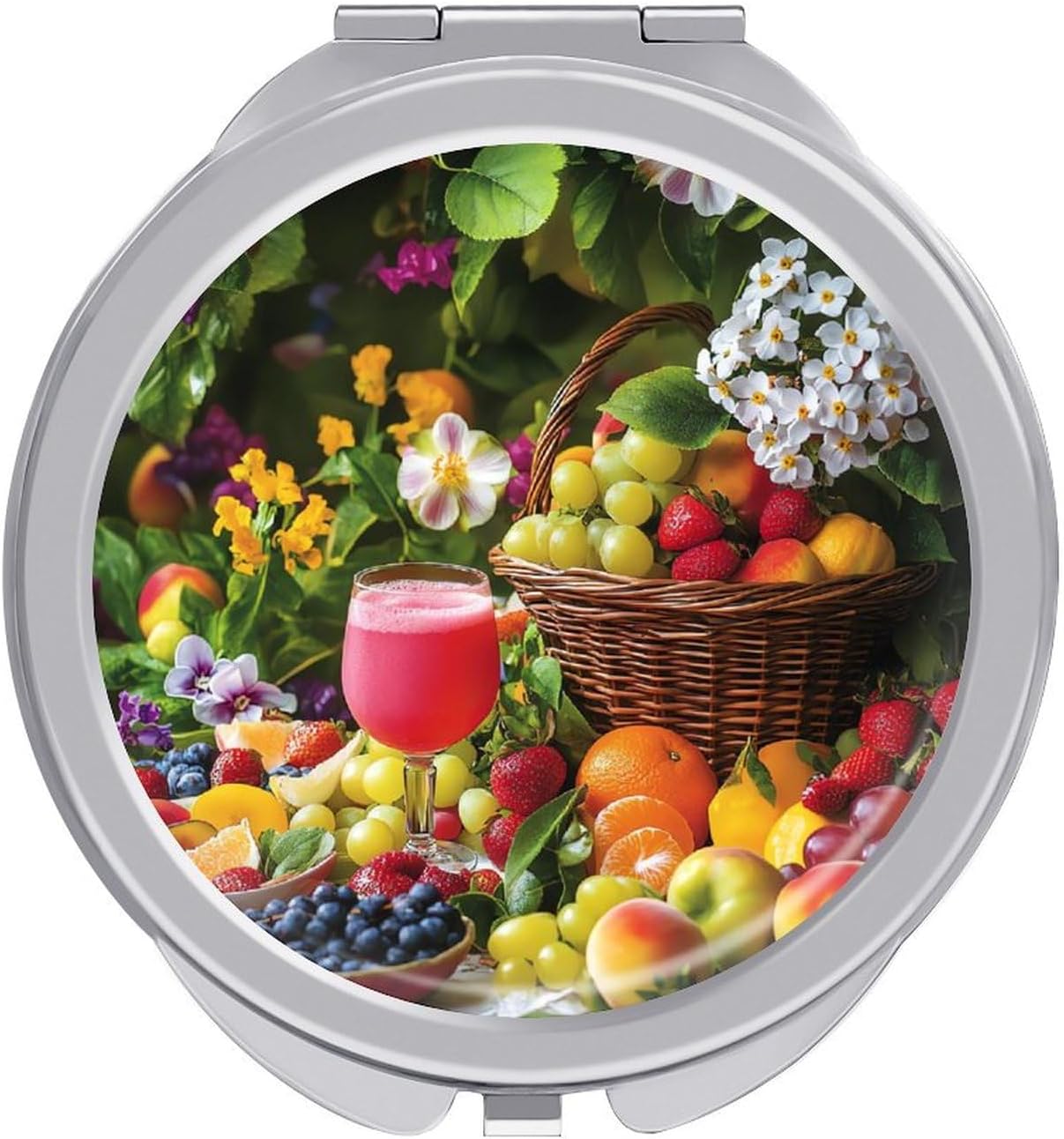 Flowers Fruits Compact Makeup Mirror Mini Foldable Cosmetic Mirror Portable Travel Mirror for Purse Pocket
