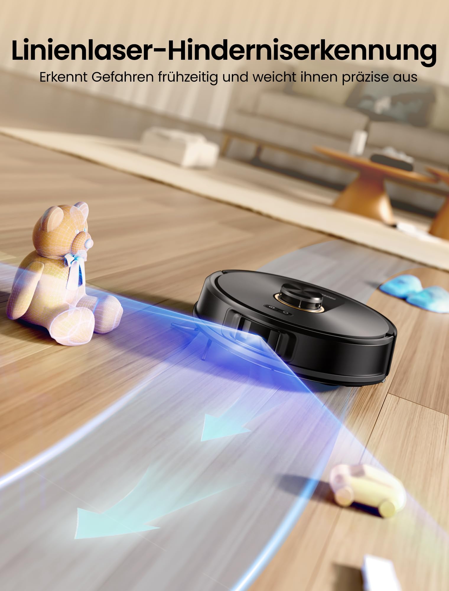 Proscenic Q20Plus Saugroboter mit Wischfunktion, 10000Pa 200min Staubsauger Roboter mit Beutellose Entleerungsstation, 3-in-1 Saug und Wischroboter für Tierhaare, Teppiche, Hartböden, Schwarz