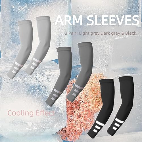 Miniatura 9 de Mangas de compresión con protección solar UV, pasamontañas, máscara facial, mangas deportivas refrescantes para hombres y mujeres, esenciales para