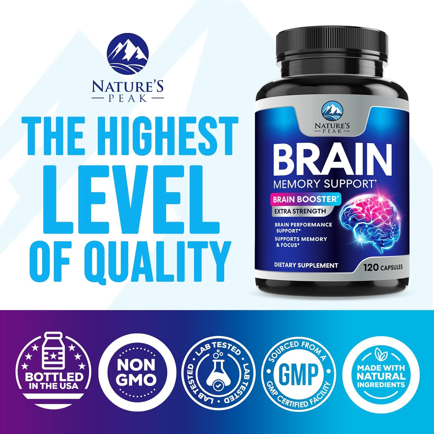 Brain Memory Supplement - 3X Strength Nootropics for Concentration, Clarity & Focus Support - Brain Health Cognitive Vitamins with Bacopa, Phosphatidylserine & DMAE, Brain Booster Pills, 120 Capsules - Image 4
