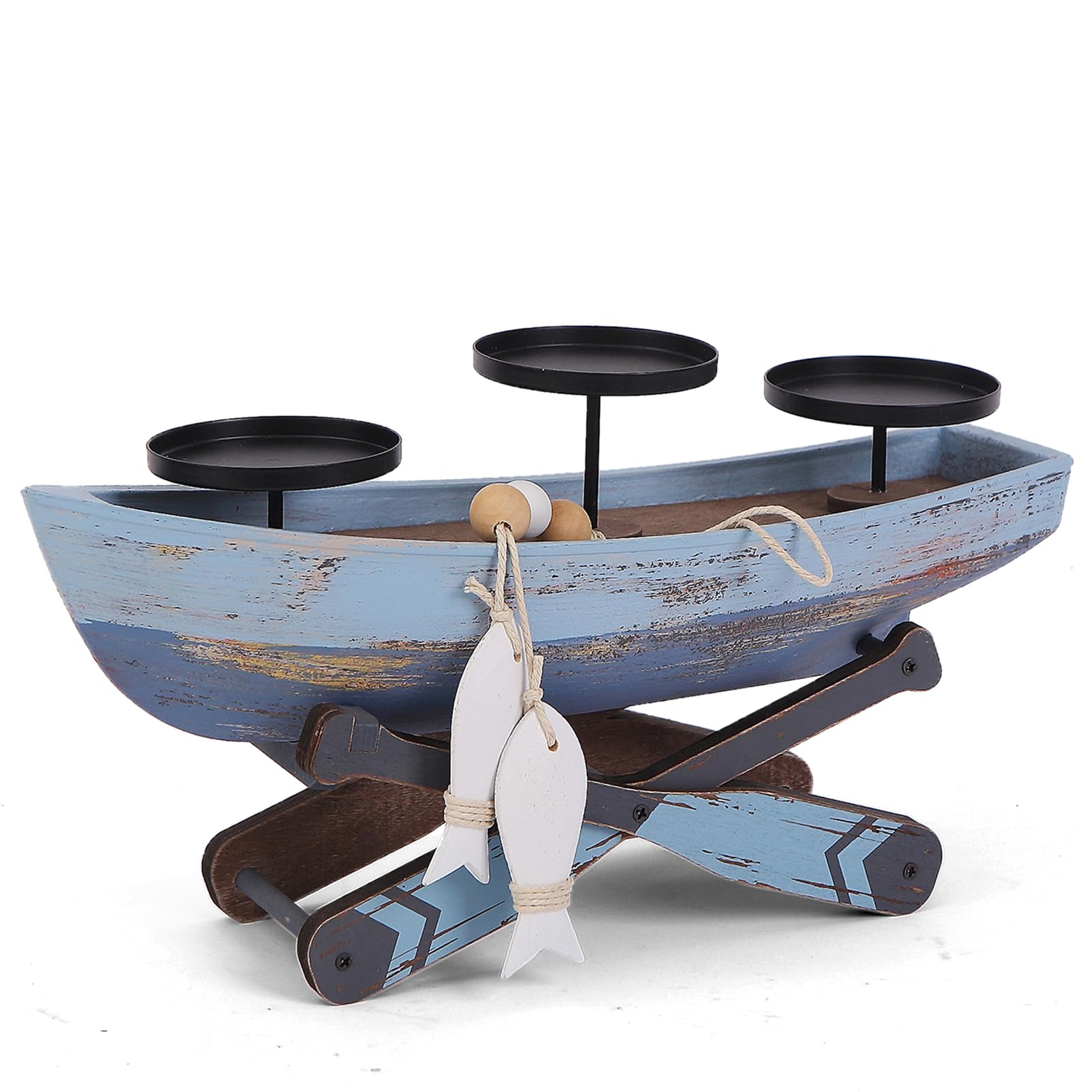 Nautical Votive Candle Holder, Ocean Themed Farmhouse Boat Candle - Marine Beach Style Handmade Decor for Home, Office, Housewarming Gifts