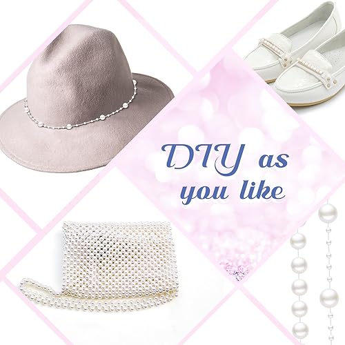 Miniatura 11 de Bonuci Guirnalda de perlas de 66 pies, cadena de cuentas artificiales para árbol de Navidad, guirnalda de perlas de imitación para manualidades