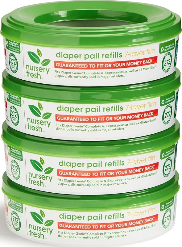 Refill Rings for Diaper Genie® and Munchkin® Diaper Pails, Holds up to 1,088 Newborn Diapers, 4 Pack