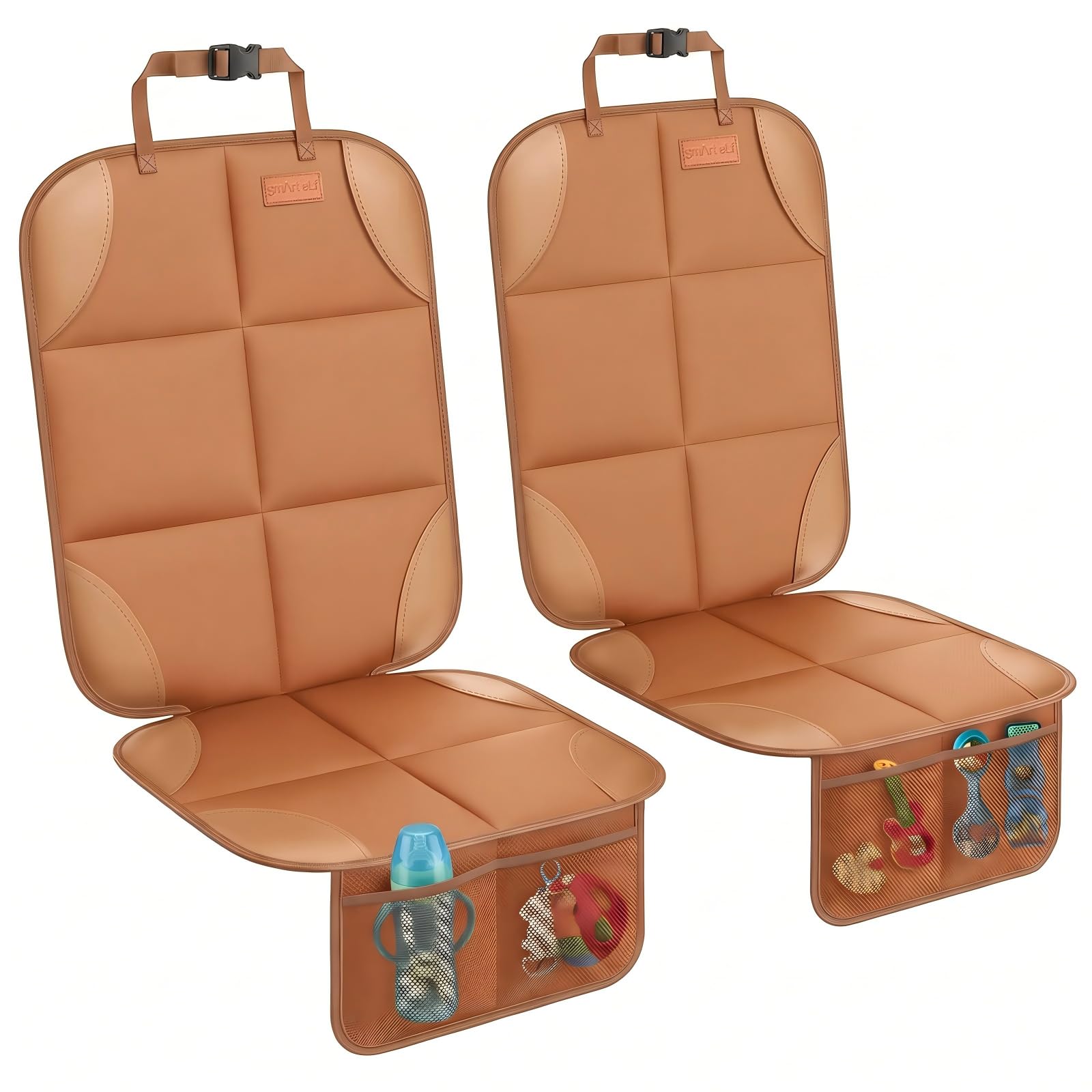 SMART ELF Car Seat Protector 2-Pack, Thick Padding Cushion (Dark Brown)