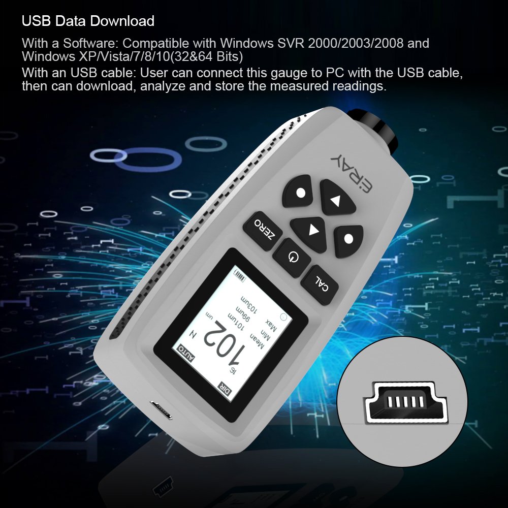 Paint Coating Thickness Gauge, ERAY Digital Depth Mil Thickness Meter