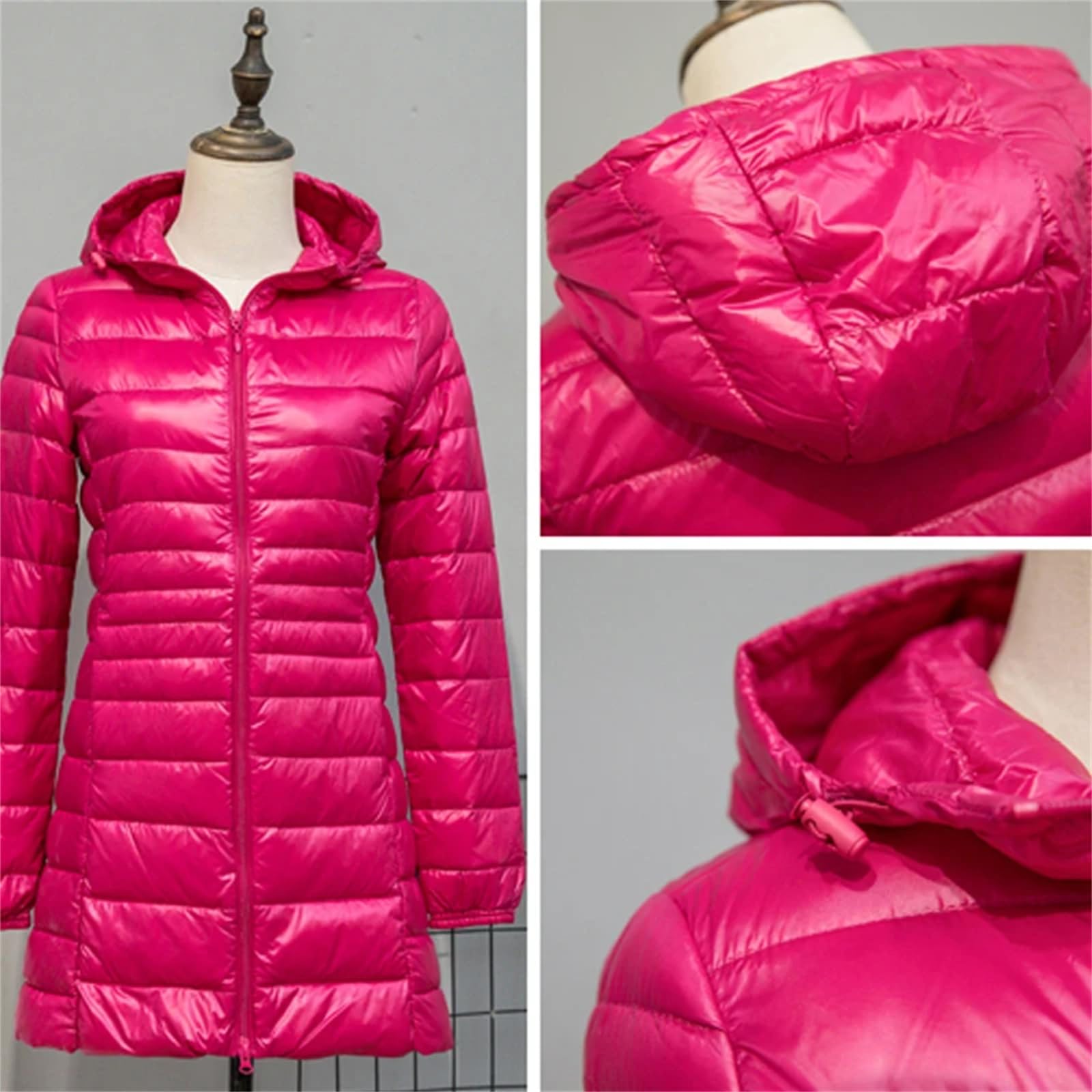 Piumino Lungo Da Donna Piumino D'anatra Con Cappuccio Piumino Invernale Portatile