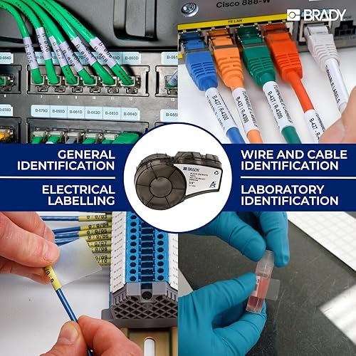 Miniatura 2 de Brady Auténticas etiquetas envolventes de vinilo autolaminables (M4-91-427) de 1.5 pulgadas de alto x 1 pulgada de ancho, negro sobre blanco, Negro