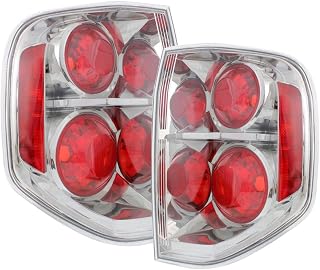 HEADLIGHTSDEPOT Tail Lights Set Chrome Left Driver Right Passenger Compatible With Honda Pilot 06-08
