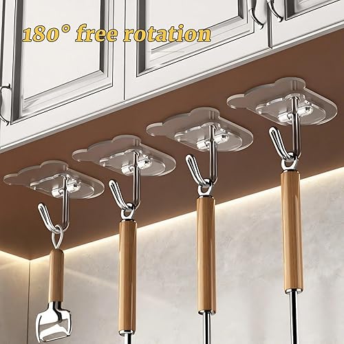 Miniatura 2 de 10 ganchos adhesivos resistentes de 10 libras máximo, ganchos de pared transparentes e impermeables para baño, ducha, cocina, oficina, sin daños,