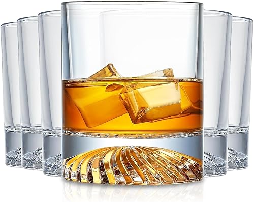 Vasos de whisky de cristal soplado a mano, vasos de whisky, vasos de rocas, copas de cóctel, bourbon, ron escocés, licor de vodka de 12 onzas, juego