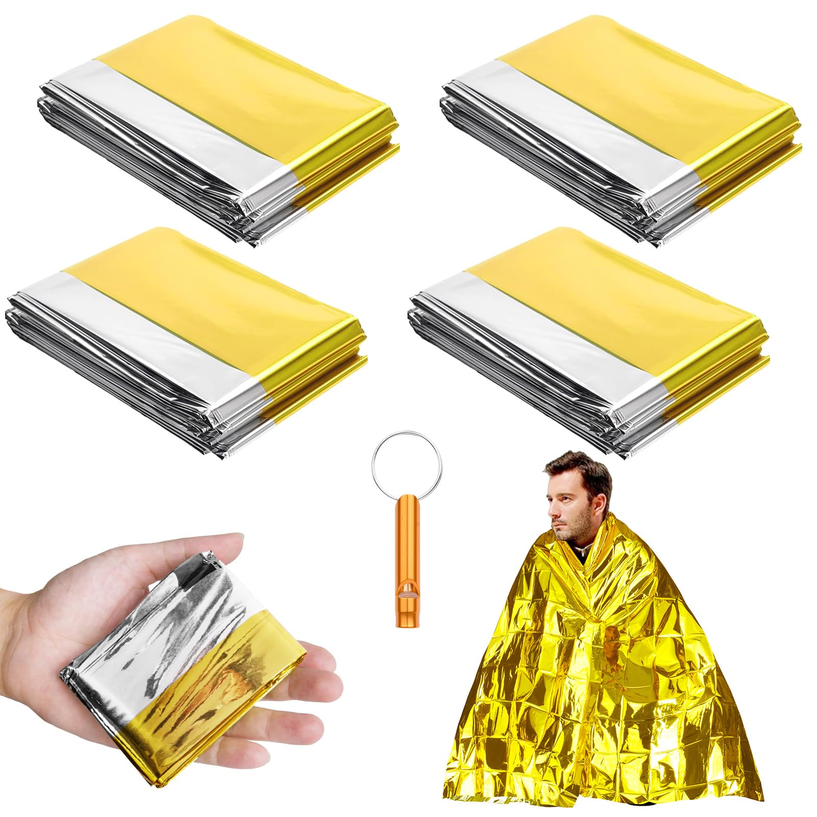 Flintronic Mantas Reflectantes de Supervivencia 160x210cm Térmica Reutilizable 4PCS Rescate