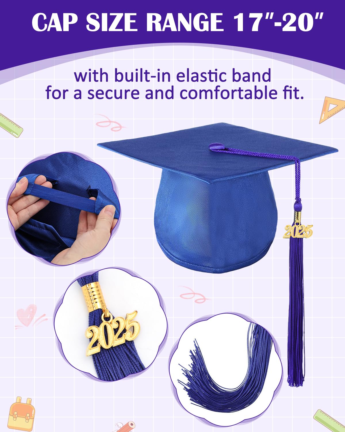Snapklik.com : MQJJSM Shiny Kindergarten Graduation Gown And Cap Set