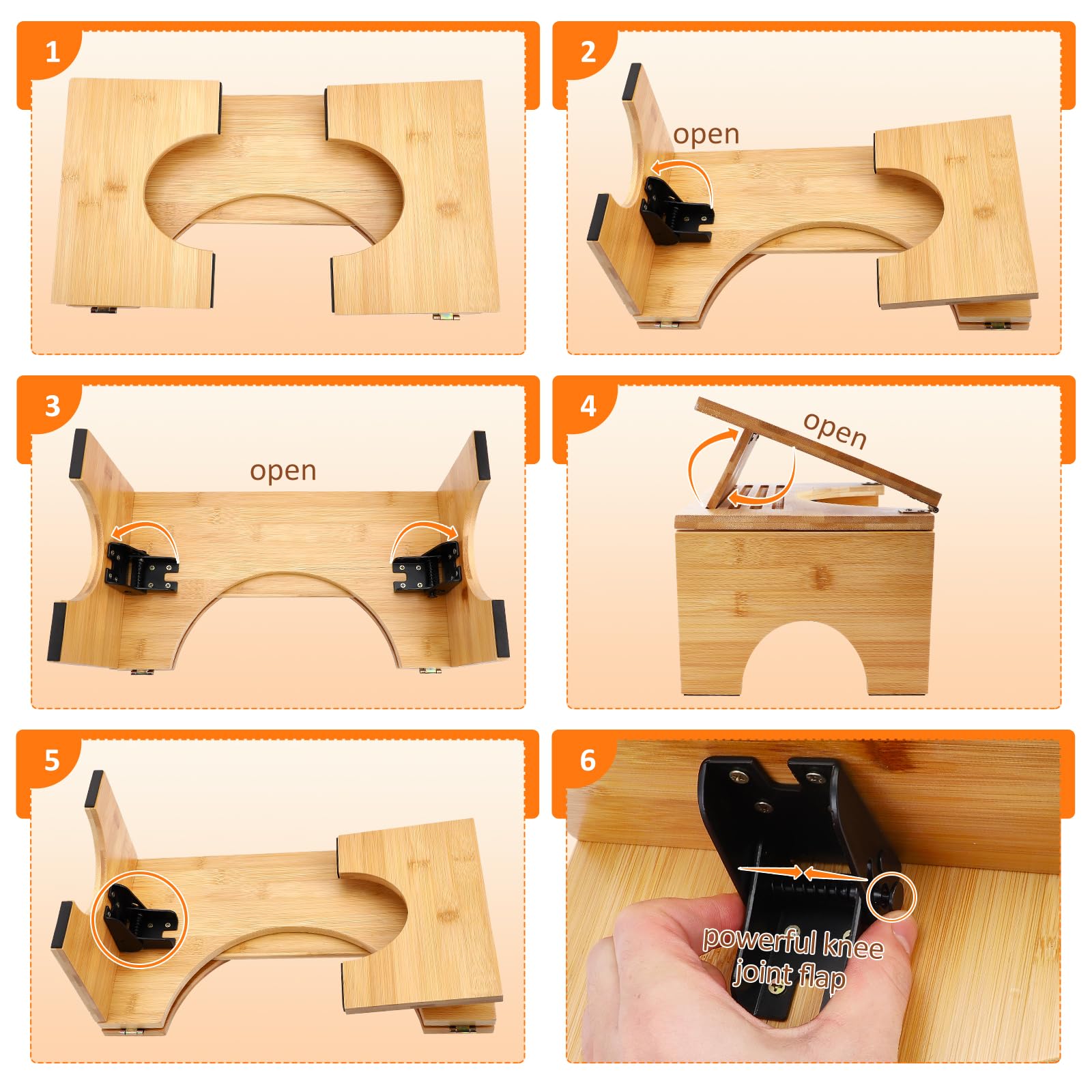 Sgabello WC in Bambù,Portatile Sgabello Pieghevole per Adulti,Antiscivolo Sgabello da Bagno con 4 Livelli,Ergonomico a Forma di C per Combattere la Stitichezza,Flatulenza e Facilitare l'evacuazione