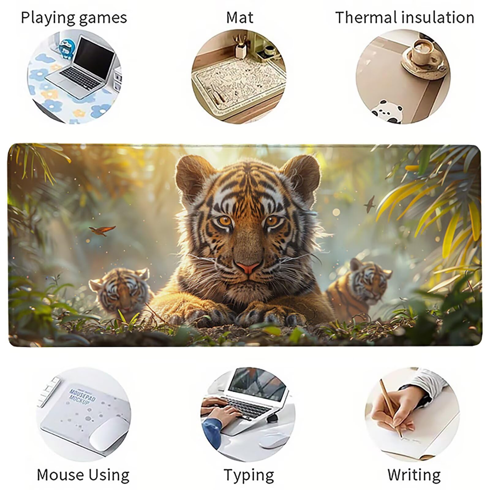 Verde Alfombrilla Ratón XXL 1600x800x3mm, Tigre Grande Mouse Pad N-6651 | Alfombrilla Ratón Gaming Mejora la Precisión y la Velocidad, Alfombrilla Escritorio para Jugadores de PC, Oficina
