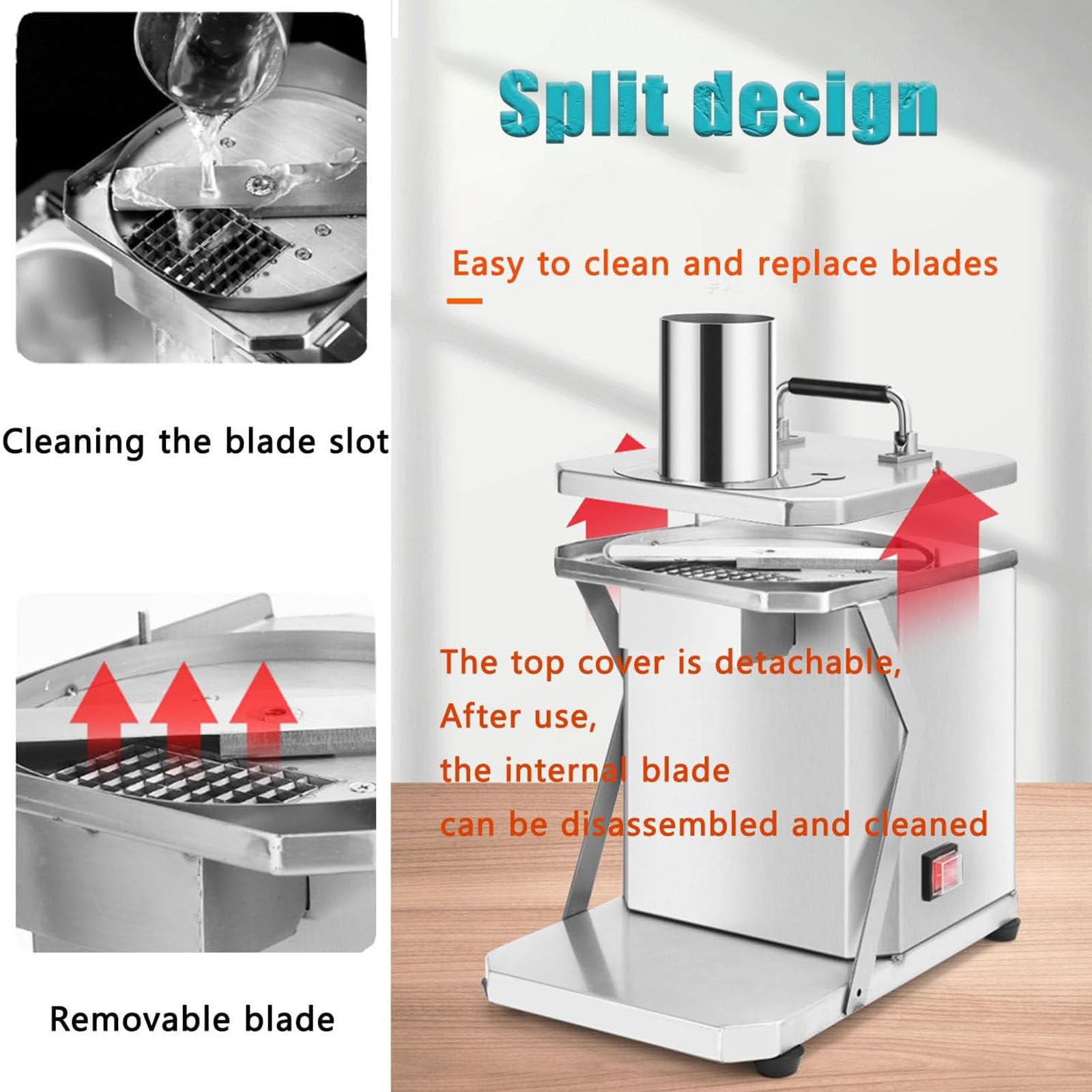 Cubettatrice Elettrica per Frutta E Verdura, Tagliaverdure, Taglia Verdure cubetti Elettrico, 200W Professionale Veggie Robot da Cucina con Stampi per Cubetti da 6/8/10/12/15 mm,220V