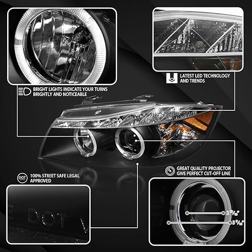 Miniatura 3 de Autozensation Compatible con BMW E90 2006-2008 Serie 3 de 4 puertas, conjunto de faros delanteros izquierdo + derecho, tira LED negra