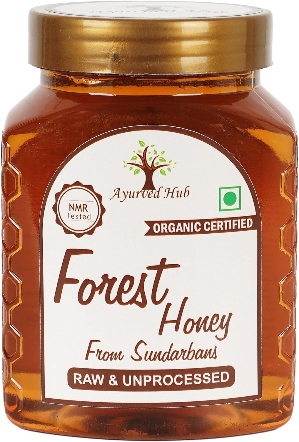 Ayurved Hub Raw Organic Sundarbans Forest Honey 500g | Wild Mangrove Honey | NMR Tested & ISO Certified | Unprocessed, No Added Sugar (1x500g)