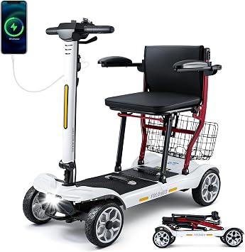TOPIOM 4 Wheel Mobility Scooter-Electric Powered Wheelchair Device-Foldable Mobile Tool for Travel, Adults,Elderly-22miles Long Range Power Extended Battery with Charger Single Battery 13.5 Miles