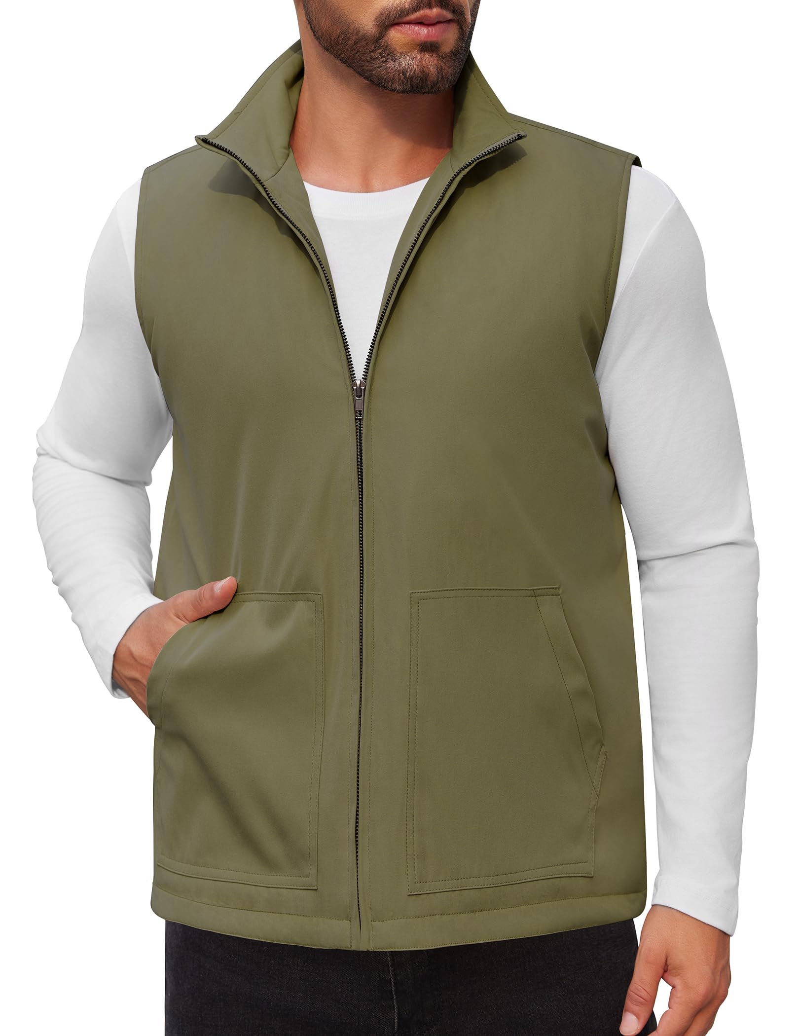 COOFANDY Men's Casual Outerwear Vest Lightweight Zip Up Sleeveless Jacket Outdoor Work Hiking Travel Golf Vest with Pockets