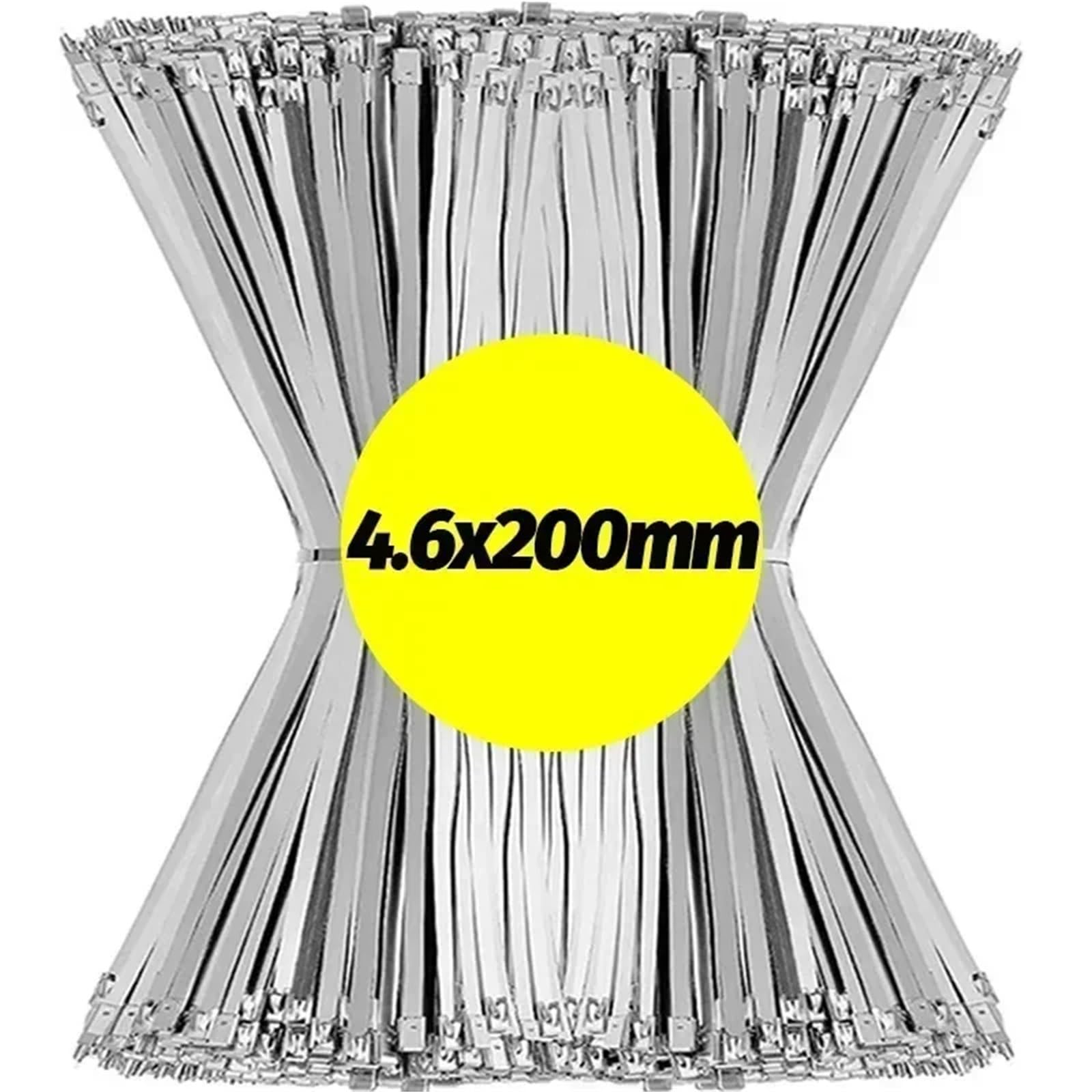 Fascette in Acciaio Inox Fascette stringicavo in acciaio inossidabile, riutilizzabili, autosigillanti, con anello di fissaggio, multiuso, organizer for cavi in ​​metallo(4.6x200mm,200PCS)