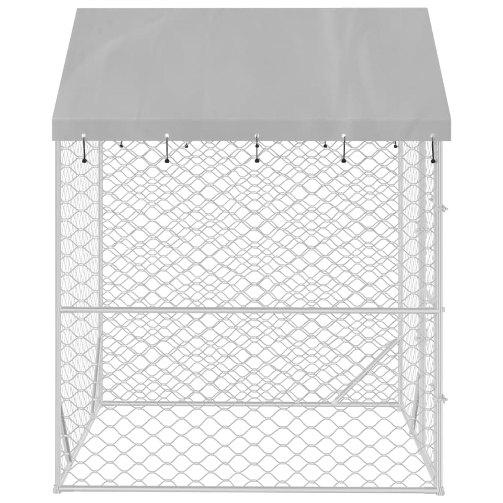IKAYAA Recinto per Cani Gabbia per Cani da Esterno Cuccia Cani da Esterno Tetto Box per Cani da Esterno Gabbia Cani in Acciaio Zincato-2 x 2 x 2.5 m