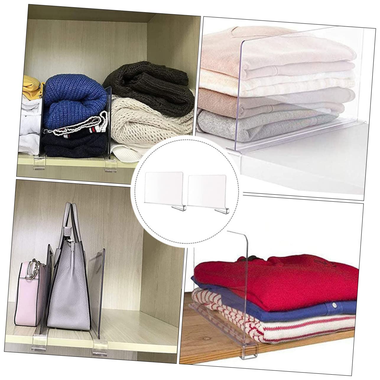 OFFSCH 2Pcs Transparent Acrylic Closet Dividers Convenient Household Shelf Organizers for Wardrobe Kitchen and Office Storage Maximize Space and Tidy Up Without Tools