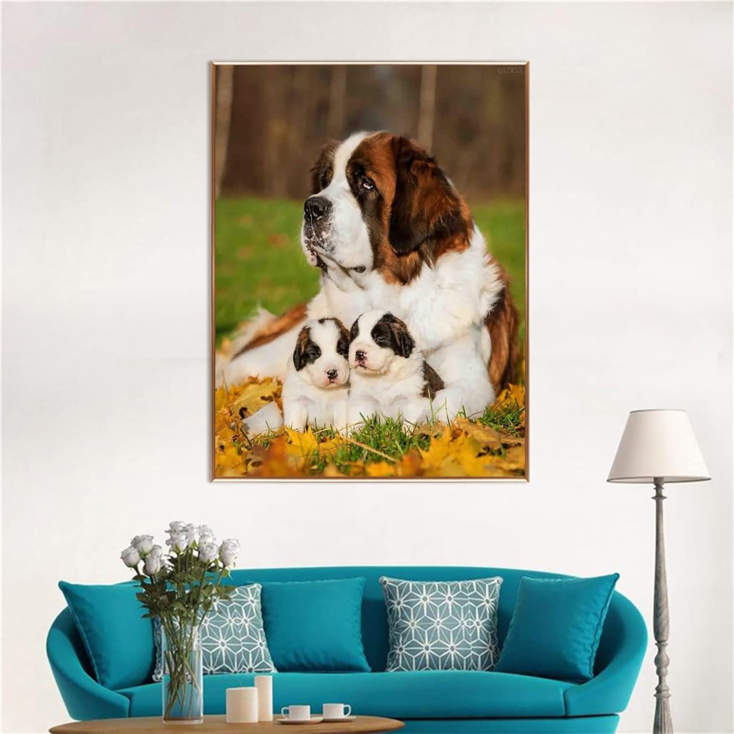 DIY 5D Diamond Painting St. Bernard Dog Adult Round Full Diamond Embroidery Cross Stitch Art Craft Home Wall Decoration Gift 12x16 in