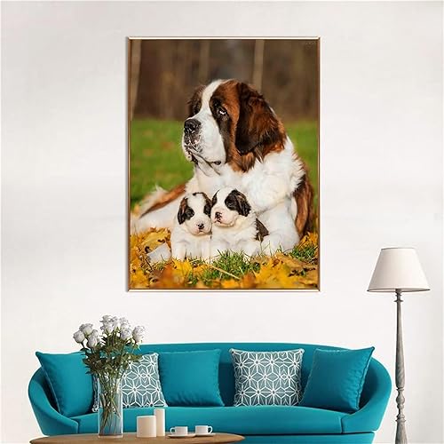 Miniatura 3 de Pintura de diamante 5D para bricolaje, perro de San Bernardo para adultos, bordado redondo de diamante completo, punto de cruz, arte, manualidades,