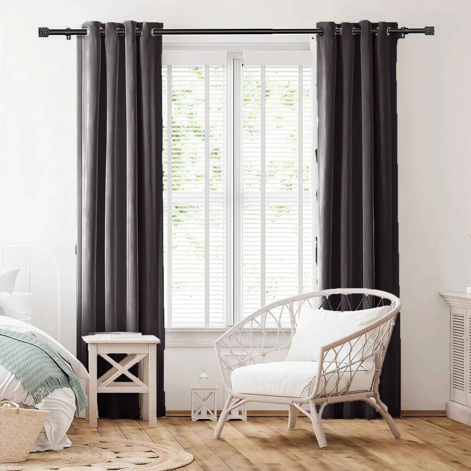 Liujyuan Dark Grey Black Out Curtain 220 X 155 Cm Windproof, Rod Pocket, Room Darkening Thermal Curtains, Neutral Drapes Thermal Insulated, Solid Color For Balcony, Kithcen Window,