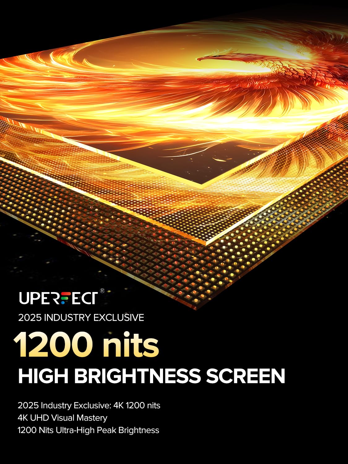 UPERFECT Przenośny Monitor 4K 16" | 1200 Nits Wyświetlacz Zewnętrzny | 3840 x 2400 UHD | 1MS FreeSync 2000:1 | USB-C i HDMI | VESA i Smart Case | Ekran Podróżny dla Komputera, Mini PC, Konsola do Gier