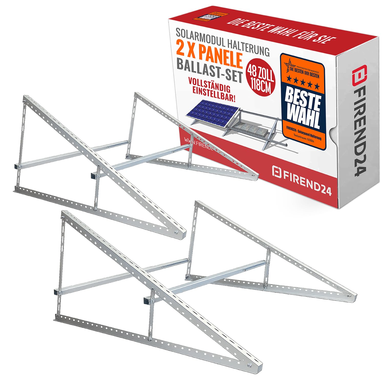 Dreieckiges Ballast-Set für 2 Solarpanel-Montage 1180mm Solarmodul Aufständerung, Vollständig einstellbar!