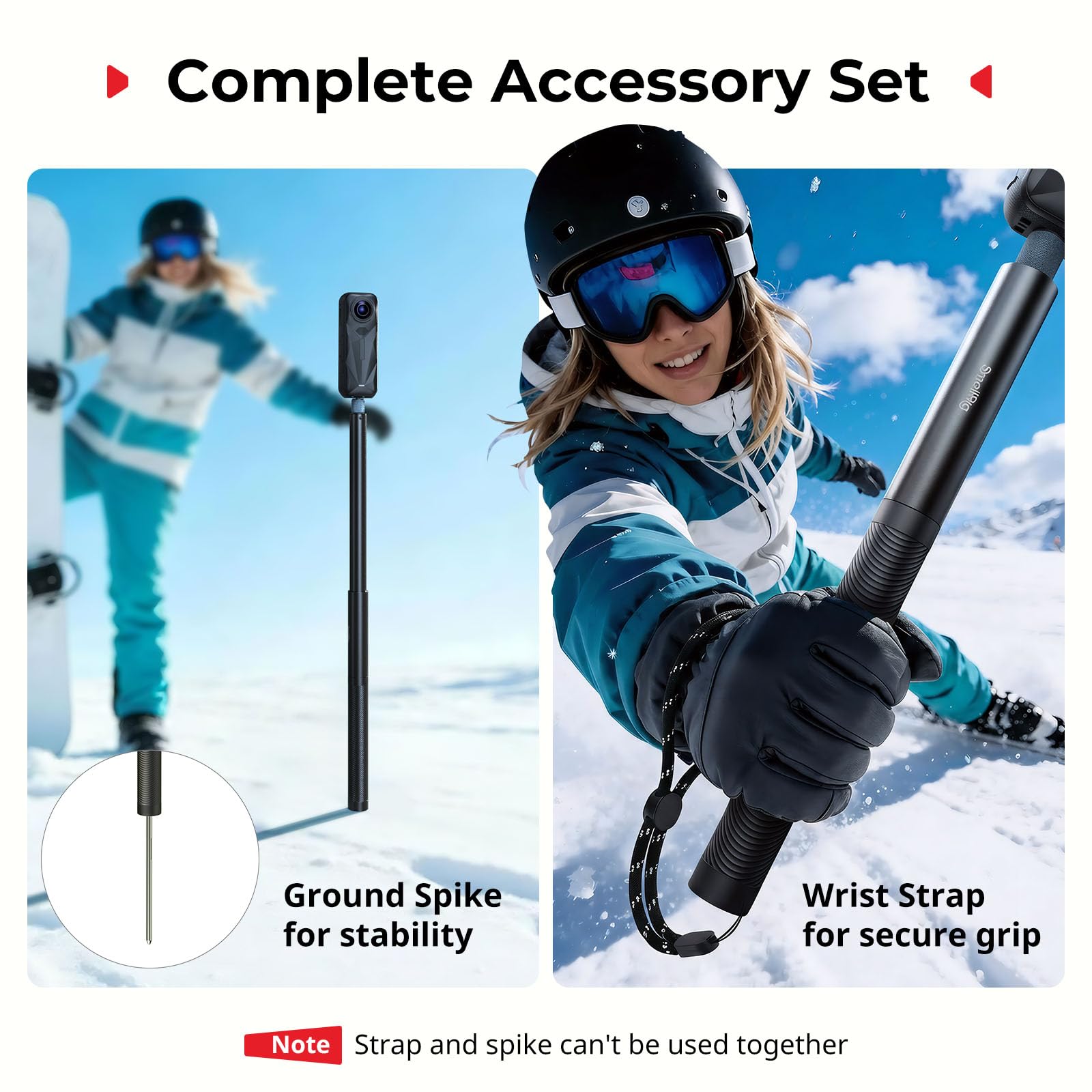 SMALRIG Niewidoczny kijek do selfie o długości 150 cm/59 cali/4,9 stopy do Insta360 X5/X4/X3/X2, do DJI OSMO 360, przenośny kijek do selfie do kamer panoramicznych ze śrubą 1/4"-20
