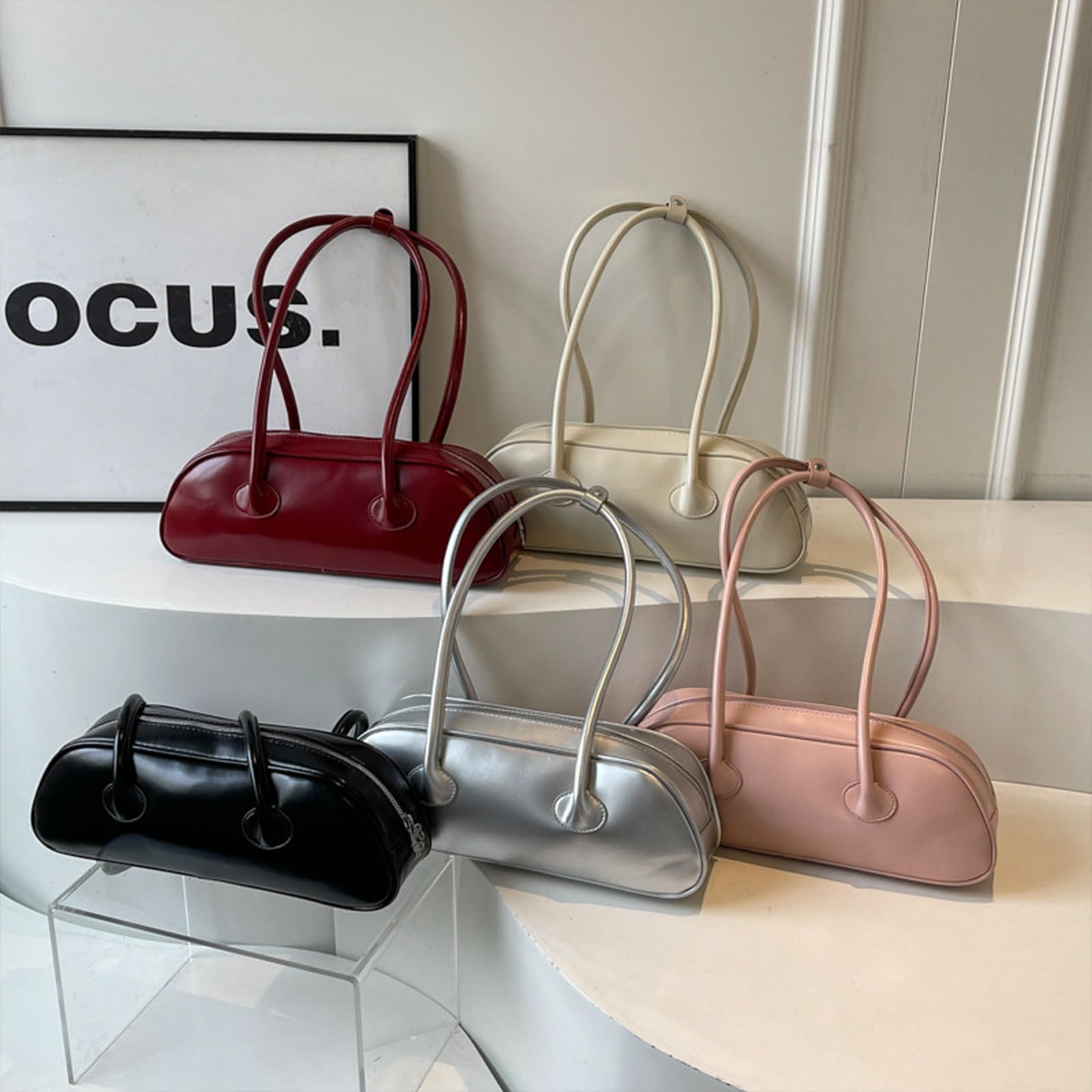 CORIOS Piccolo Borsa a Mano PU Pelle a Spalla Impermeabile a Tracolla Elegante Ascellare da Donna - Moda Viaggio Lavoro Shopping Tote Nero