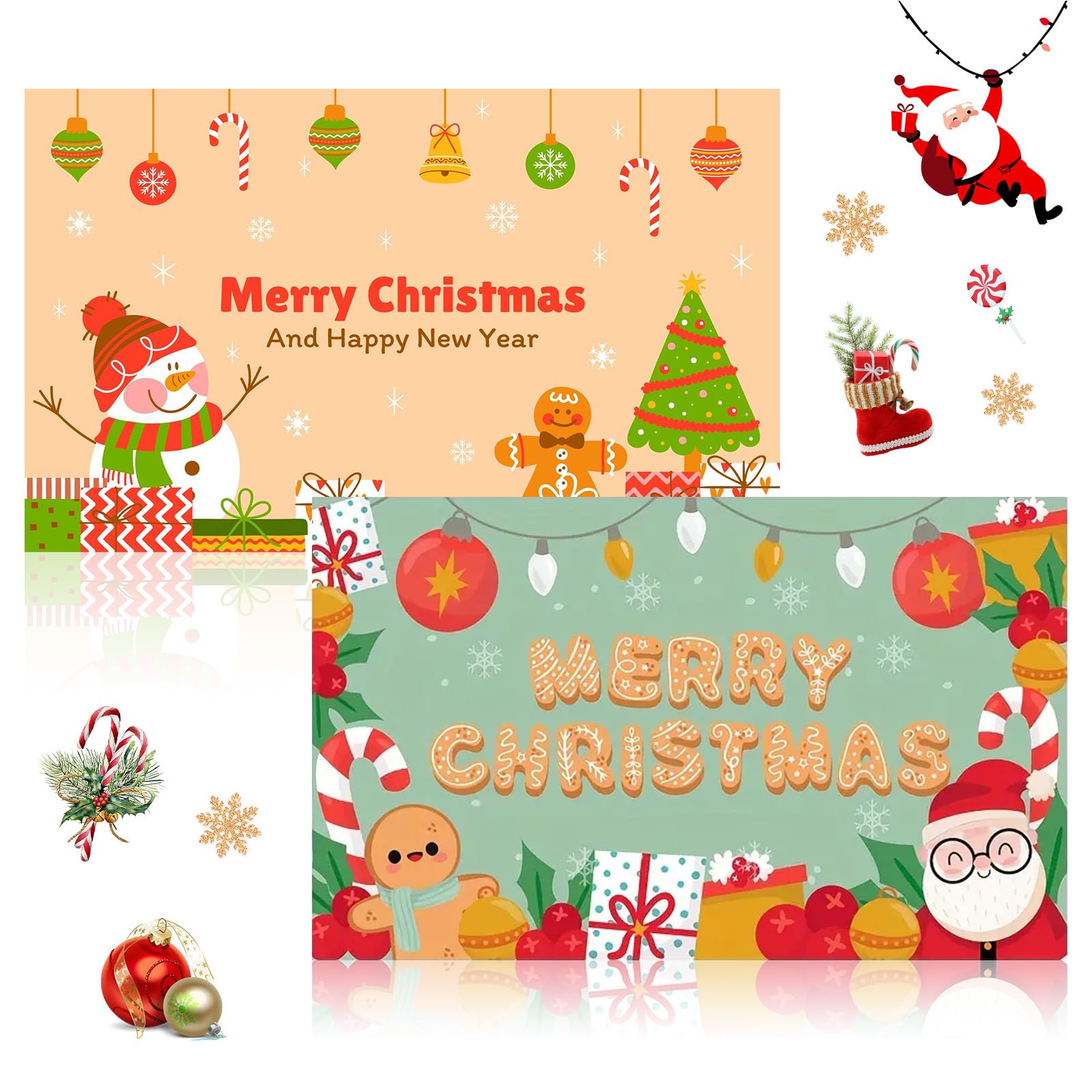 EUIEUT 2PCS Felpudos Navideños, Alfombras para Navidad Antideslizante,Felpudo Entrada Casa Lavable y Absorbente, Alfombras Navideñas Decoración para Sala Baño Cocina Pasillo Salón(60 * 40cm)