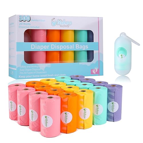Vista 16 de Bolsas de pañales desechables para bebé, 20 rollos de repuesto/300 bolsas de basura con dispensador, eliminación de pañales conveniente y rápida