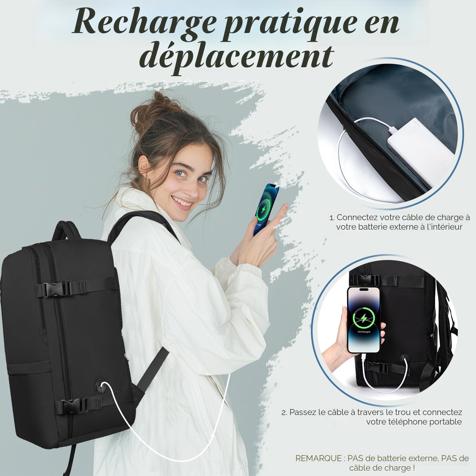 Sac a Dos Voyage Cabine Avion 40x30x20 pour Ryanair Bagages Cabine Antivol Avion Sac de Voyage Petit 24 L Sac Cabine Avion Femme Homme Sac à Dos Bag Main pour Travail